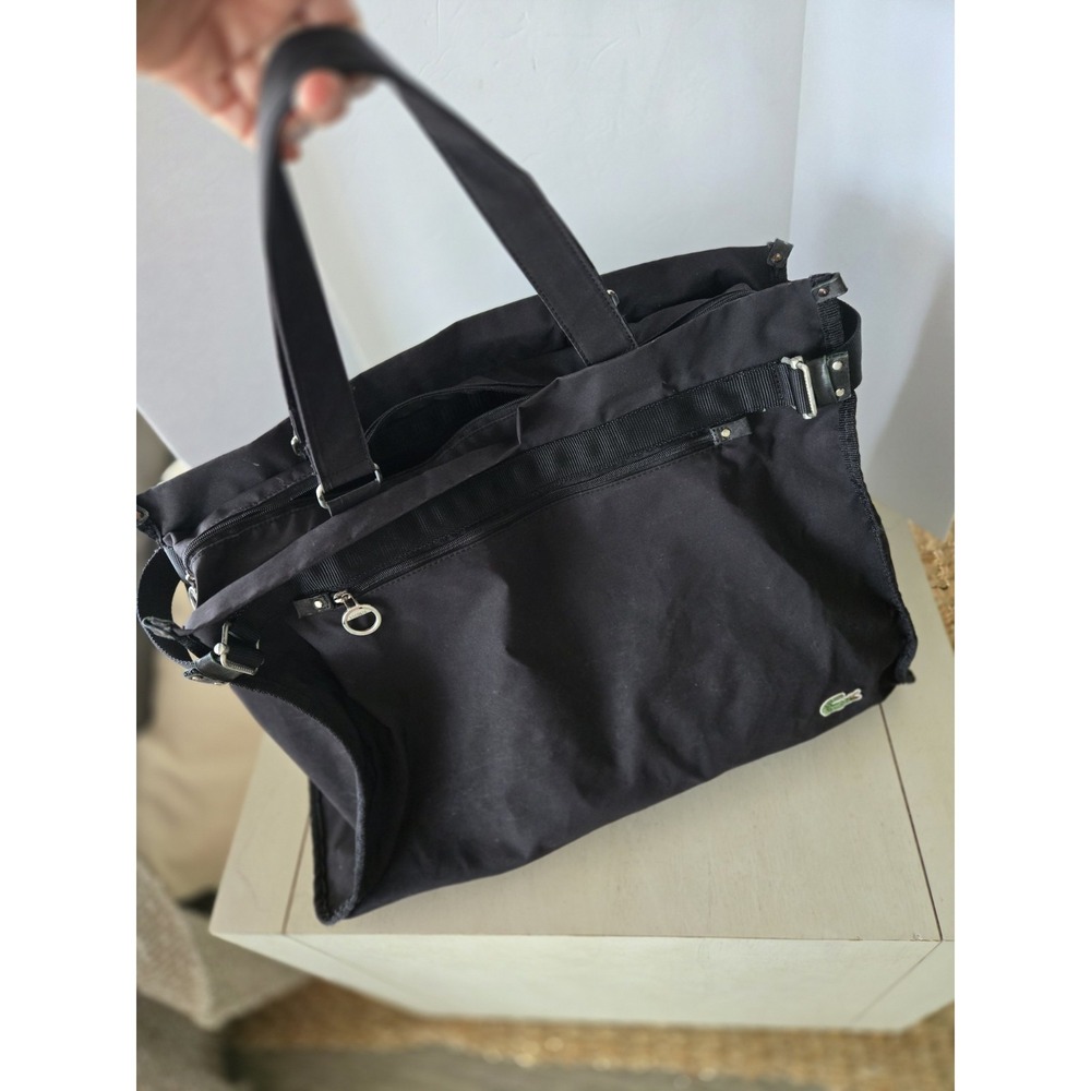 Lacoste Messenger Bag Casual Black Sports Travel Nylon Crocodile Alligator Logo